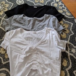 Aritzia black, grey, and white cropped t shirts